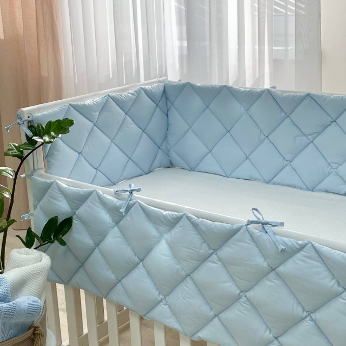 Protectie laterata patut bebe din 4 piese albastru (2)
